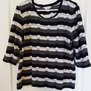 Christopher & Banks Relaxed Black and Gray 3/4 Sleeve Blouse